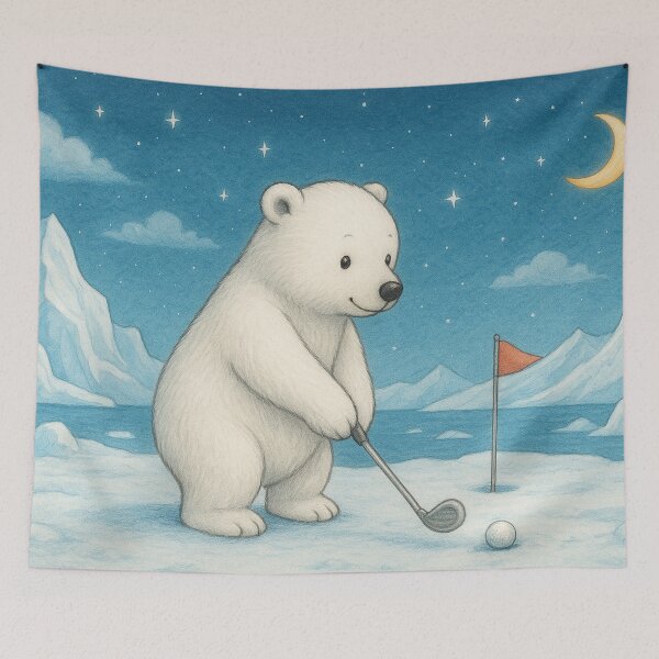 Item preview, Little polar bear plays golf designed and sold by Mauswohn.