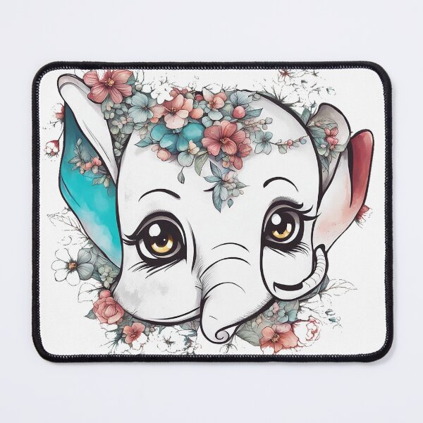 Item preview, elephant aesthetic design with pastel color flowers designed and sold by futureconcept.