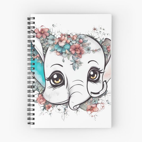 Item preview, elephant aesthetic design with pastel color flowers designed and sold by futureconcept.