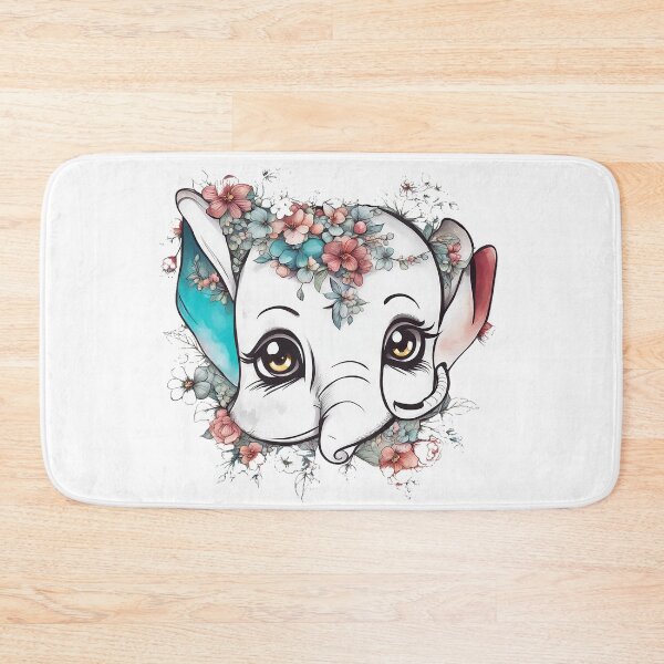 Item preview, elephant aesthetic design with pastel color flowers designed and sold by futureconcept.