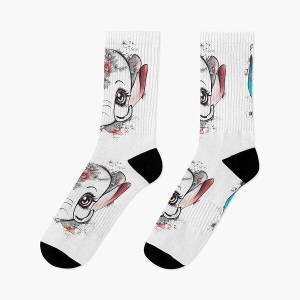 Item preview, elephant aesthetic design with pastel color flowers designed and sold by futureconcept.