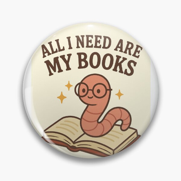 Item preview, "All I Need Are My Books" Cute Bookworm Illustration designed and sold by PrintByte.