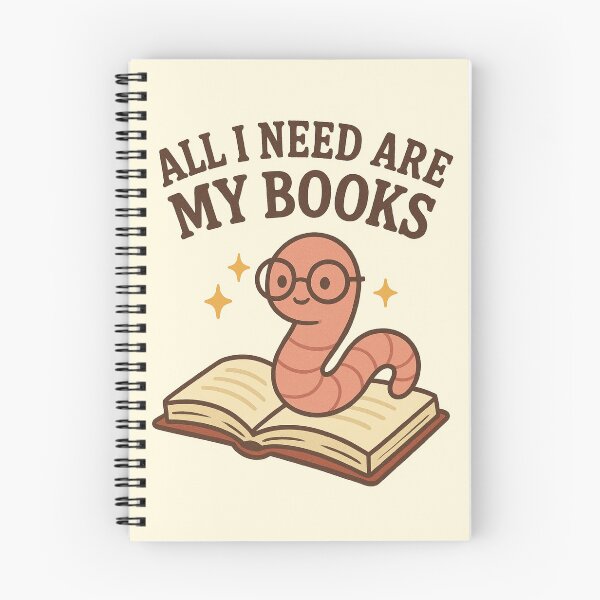 Item preview, "All I Need Are My Books" Cute Bookworm Illustration designed and sold by PrintByte.