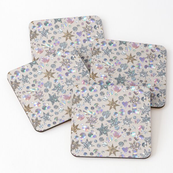 Item preview, Glitter stars and circles in festive repeating pattern designed and sold by SassyArtistry.