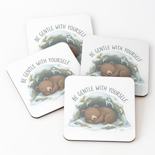 Item preview, Gentle With Yourself Winter Bear Cub Sticker & Merch designed and sold by StickyGuys.