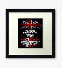 British Grown With Danish Roots Gift For Danish From Denmark - Denmark Flag in Roots Framed Print