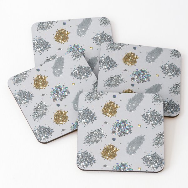 Item preview, Metallic glitter piles pattern in repeating festive layout designed and sold by SassyArtistry.