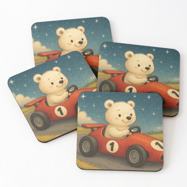 Item preview, Little polar bear loves racing car rides designed and sold by Mauswohn.