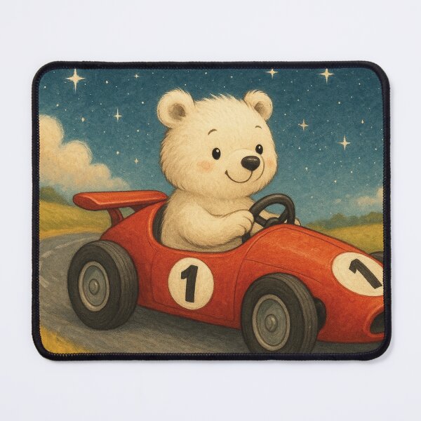 Item preview, Little polar bear loves racing car rides designed and sold by Mauswohn.