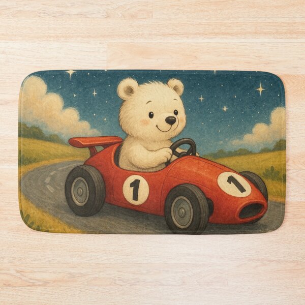 Item preview, Little polar bear loves racing car rides designed and sold by Mauswohn.