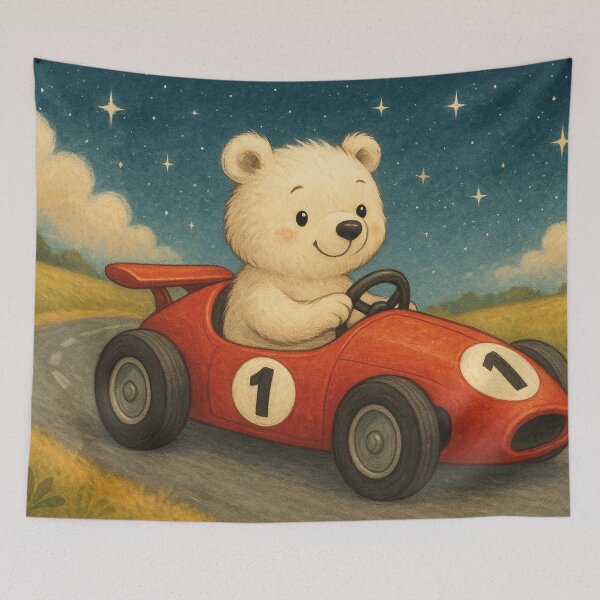 Item preview, Little polar bear loves racing car rides designed and sold by Mauswohn.