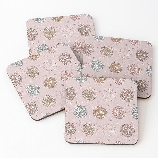 Item preview, Pink background with scattered metallic glitter circle pattern designed and sold by SassyArtistry.