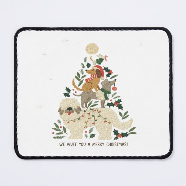 Item preview, We Wuff You a Merry Christmas – Embroidered Dog Tree Art Festive Puppy Tree designed and sold by Gurjeetpixelart.