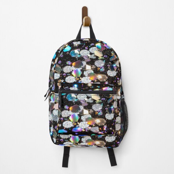 Item preview, Holographic glitter gems scattered on black sparkling surface designed and sold by SassyArtistry.