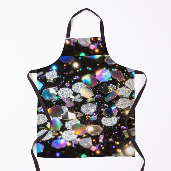 Item preview, Holographic glitter gems scattered on black sparkling surface designed and sold by SassyArtistry.