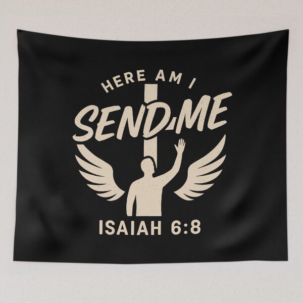 Item preview, Here Am I Send Me Christian Mission Isaiah 68 Bible Verse designed and sold by JaneJanie.
