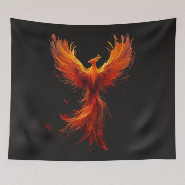 Item preview, Fiery Phoenix Rising - Mythical Fire Bird Fantasy Art Illustration designed and sold by TitanRN.