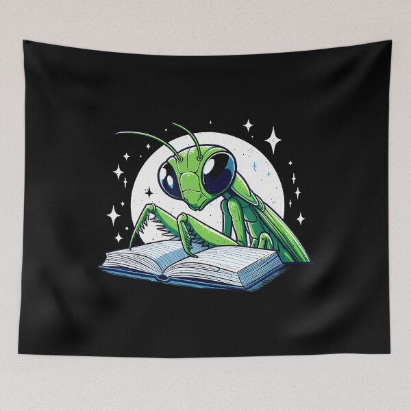 Item preview, Praying Mantis Reading Funny Insect designed and sold by DanaKathe.