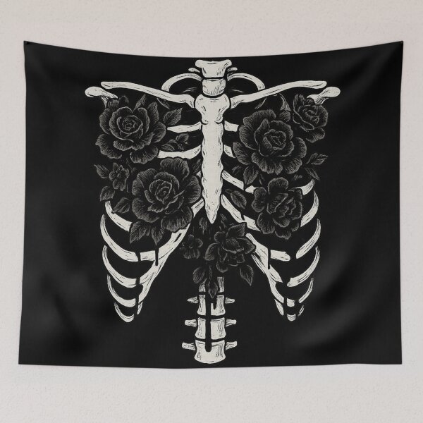 Item preview, Ribcage & Roses | Gothic Anatomy Shirt | Dark Floral Skeleton Tee designed and sold by Mouraludia.
