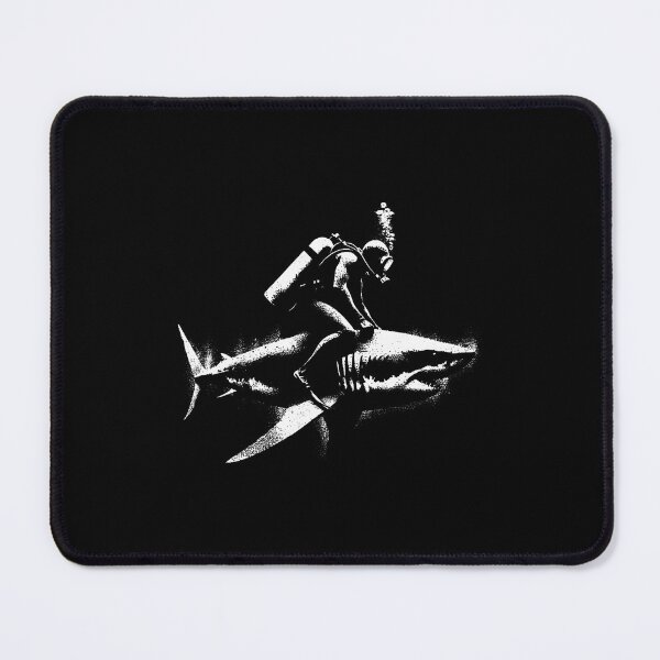 Item preview, Scuba Diver Riding Shark - Funny White Shark Lover designed and sold by DanaKathe.