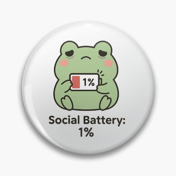 Item preview, Cute Frog Social Battery 1% – Kawaii Tired Frog Sticker designed and sold by Kurogami13.