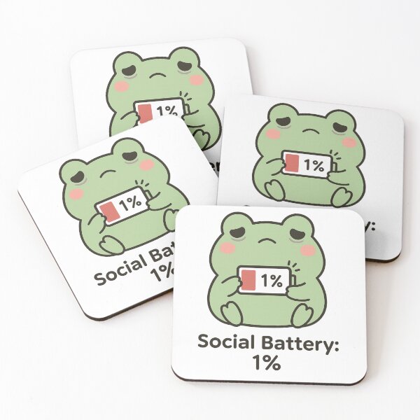 Item preview, Cute Frog Social Battery 1% – Kawaii Tired Frog Sticker designed and sold by Kurogami13.