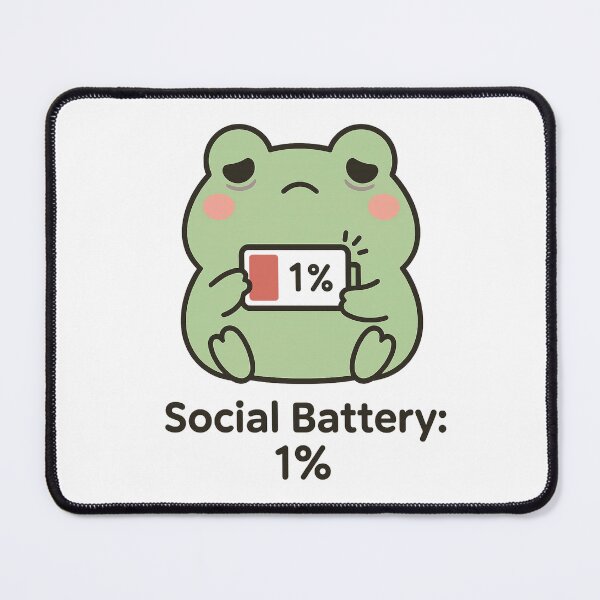 Item preview, Cute Frog Social Battery 1% – Kawaii Tired Frog Sticker designed and sold by Kurogami13.