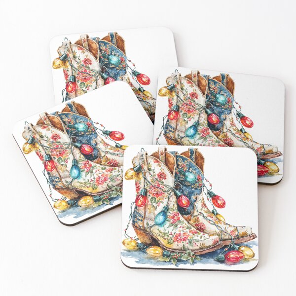Item preview, Floral Cowboy Boots with Christmas Lights - Festive Holiday Design designed and sold by Anastasiia Yurevych.