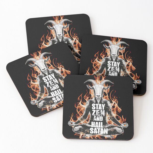 Item preview, Stay Zen And Hail Satan Meditating Goat Satanic Yoga designed and sold by SpookshowDesign.