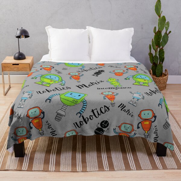 Item preview, Cute Robotics Pattern Art with Robots, Artificial Intelligence, Tech Sci-Fi Illustration Design designed and sold by Wandara Art & Decor.