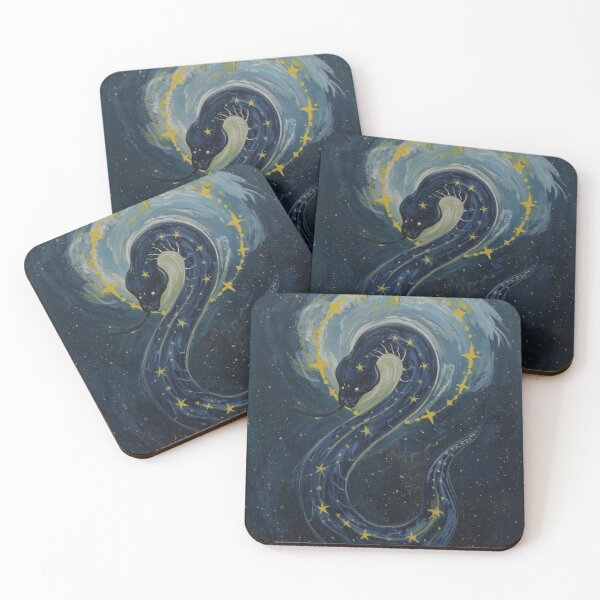 Item preview, Cosmic Serpent in Starry Galaxy - Mystical Snake Art with Golden Stars designed and sold by TitanRN.