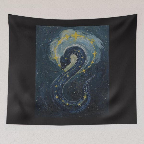 Item preview, Cosmic Serpent in Starry Galaxy - Mystical Snake Art with Golden Stars designed and sold by TitanRN.