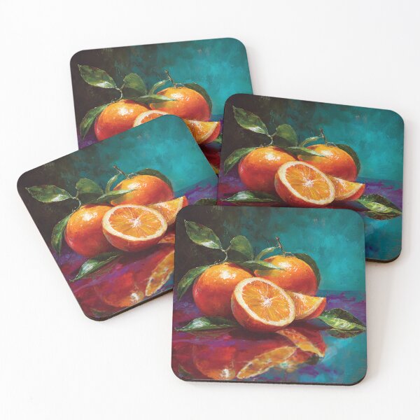 Item preview, Vibrant Orange Still Life Oil Painting – Glossy Citrus with Reflections designed and sold by Verycutethings.