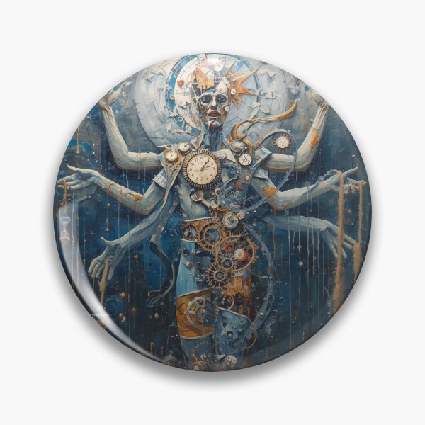 Item preview, Surreal Clockwork Guardian of Time - Steampunk Fantasy Art with Melting Clocks and Gears designed and sold by TitanRN.