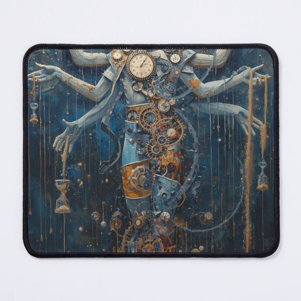 Item preview, Surreal Clockwork Guardian of Time - Steampunk Fantasy Art with Melting Clocks and Gears designed and sold by TitanRN.