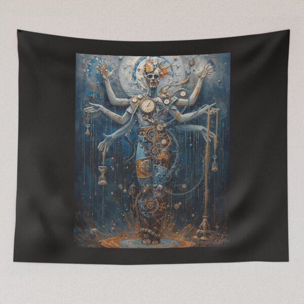 Item preview, Surreal Clockwork Guardian of Time - Steampunk Fantasy Art with Melting Clocks and Gears designed and sold by TitanRN.