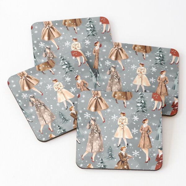 Item preview, Moda de invierno de los años 50 para damas: invierno retro nevado para mujeres designed and sold by Primrose Art.