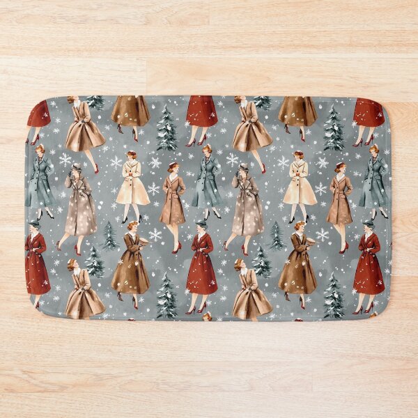 Item preview, 1950s Winter Fashion Ladies - Retro Snowy Winter Women designed and sold by Primrose Art.