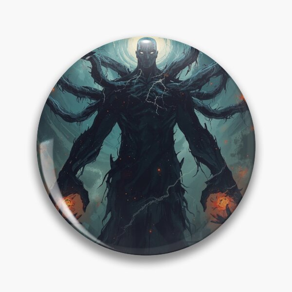 Item preview, Eldritch Horror Multi-Armed Entity Dark Fantasy Art with Glowing Halo and Fiery Orbs designed and sold by TitanRN.