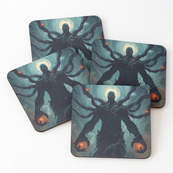 Item preview, Eldritch Horror Multi-Armed Entity Dark Fantasy Art with Glowing Halo and Fiery Orbs designed and sold by TitanRN.