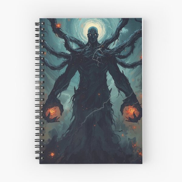 Item preview, Eldritch Horror Multi-Armed Entity Dark Fantasy Art with Glowing Halo and Fiery Orbs designed and sold by TitanRN.