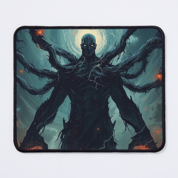 Item preview, Eldritch Horror Multi-Armed Entity Dark Fantasy Art with Glowing Halo and Fiery Orbs designed and sold by TitanRN.