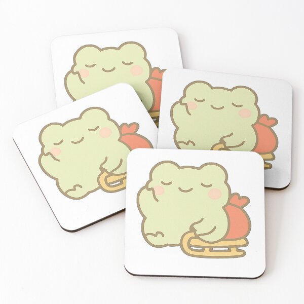 Item preview, Kawaii Mochi Christmas Sled Frog Sticker designed and sold by BluesSketchbook.