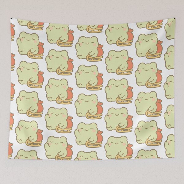 Item preview, Kawaii Mochi Christmas Sled Frog Sticker designed and sold by BluesSketchbook.