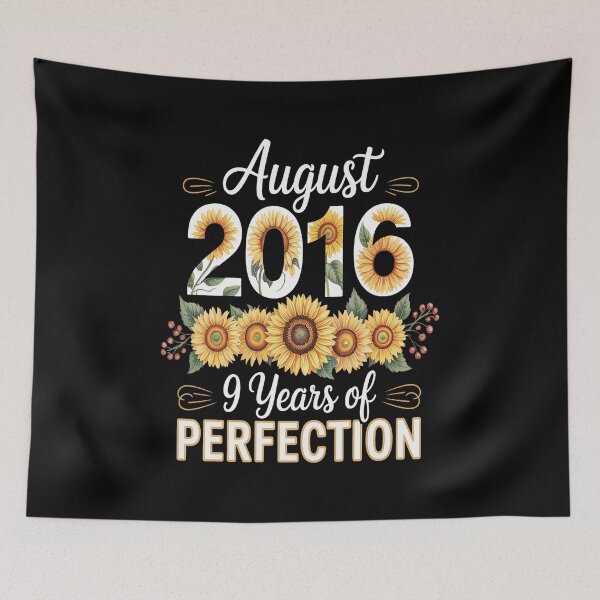 Item preview, 9 Year Old August 2016 Sunflower 9th Birthday Girl Child designed and sold by Catharsiscath.