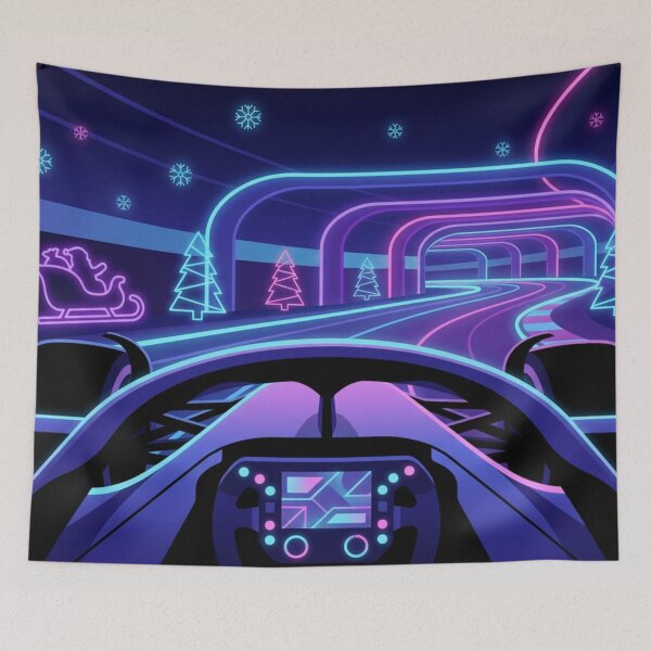 Item preview, Neon Vaporwave F1 Christmas POV – Retro Racing Holiday Lights Aesthetic designed and sold by MuseAI.