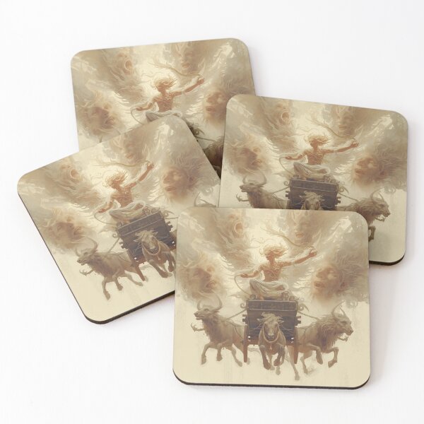 Item preview, Cybele Goddess Chariot Pulled by Lions - Ethereal Fantasy Art Sepia Mythology designed and sold by TitanRN.