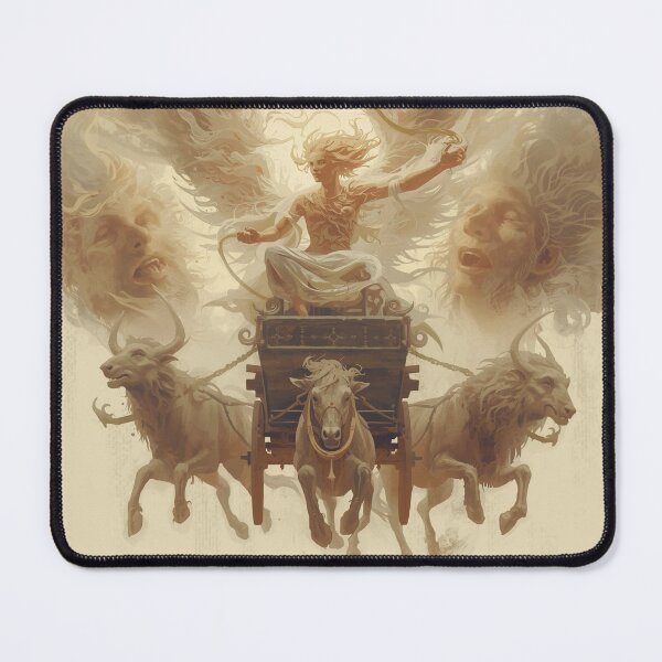 Item preview, Cybele Goddess Chariot Pulled by Lions - Ethereal Fantasy Art Sepia Mythology designed and sold by TitanRN.