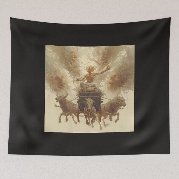 Item preview, Cybele Goddess Chariot Pulled by Lions - Ethereal Fantasy Art Sepia Mythology designed and sold by TitanRN.
