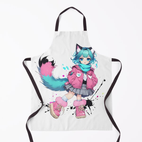 Aperçu de l'œuvre Autocollant mignon renard bleu chibi fille créée et vendue par AMPrintsArt.